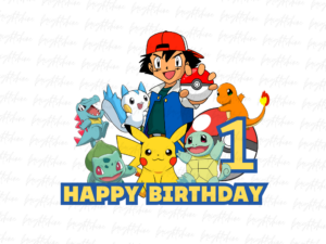Pokemon Birthday Cake Topper 1 PNG