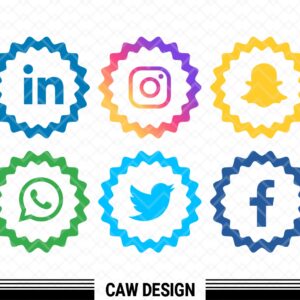 Social Media Icon SVG, Whatsapp, Instagram, Twitter, Linkedin, Facebook