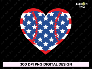 Softball Heart American memorial day PNG PDF Design File