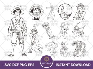 one piece outline clip art, one piece svg, png, vector anime