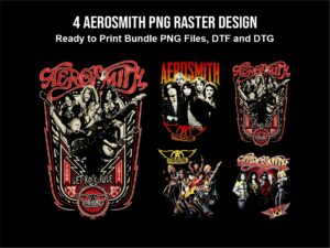 4 Aerosmith PNG Raster Design for DTF & DTG Print Only