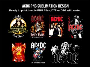 ACDC PNG Sublimation Design, DTF or DTG with Raster
