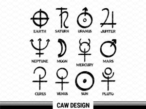 Alchemical symbols Clipart, Sun, Earth SVG, Neptune and more