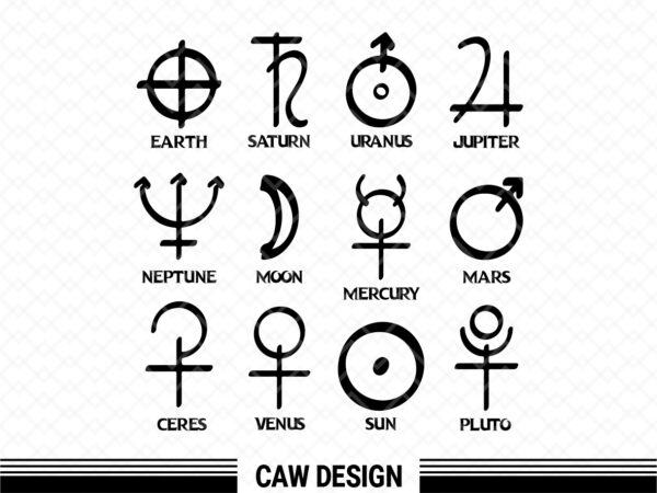 Alchemical symbols Clipart, Sun, Earth SVG, Neptune and more