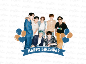 BTS Cake Topper Happy Birthday PNG Not Editable PDF