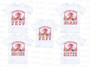 Baby Shark Family Shirt, 2 Birthday Matching Shirt PNG Files
