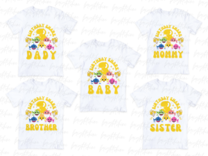 Baby Shark Family Shirt, 3 Birthday Matching Shirt PNG Files