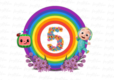 Cocomelon Birthday Party 5 PNG, Transparent Background, DTF, Coco Melon DTG File Design