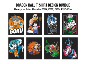 Dragon Ball T-Shirt Design Bundle, AI EPS PNG SVG