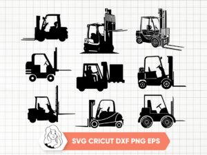 Forklift SVG, Forklift Silhouette Clipart, Vector Design