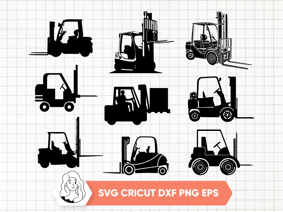 Forklift SVG, Forklift Silhouette Clipart, Vector Design