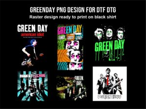 Greenday PNG Design for DTF DTG, Raster Design ready to print on black shirt