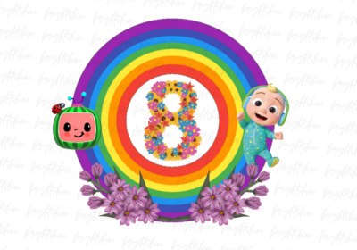 Kids Cocomelon Birthday Party 8 PNG, Transparent Background, Coco Melon DTF, DTG File Design