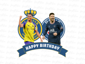 Messi and Ronaldo Cake Topper PNG - Not Editable Design File