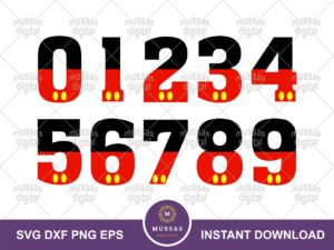 Mickey Mouse Number SVG Layered, Disney Birthday Number PNG