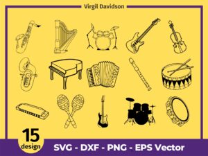 Music Instruments SVG, Guitar, Music Drum, Music Equipment Clip Art
