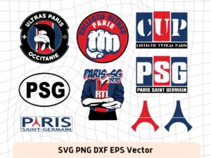 PSG SVG Cricut Bundle, Paris Saint Germain PNG Vector Design