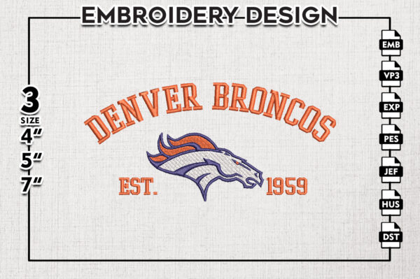 PThump 3 Vectorency Denver Broncos Embroidery Design, NFL Logo Embroidery Design, Denver Broncos NFL Embroidery, American Football, Machine embroidery designs, Digital Download