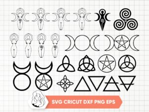 Piece Wiccan Witchcraft Symbols Set, SVG, PNG, EPS Vector