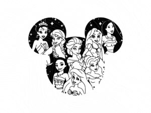 Princess SVG for Shirt Design, Princess Disneyland ears outline silhouette PNG EPS