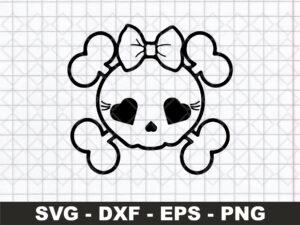 Skull Crossbones Cute with Bow Girly SVG