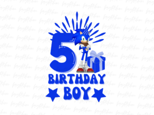 Sonic Birthday Boy PNG Transparent File, 5th Birthday Design