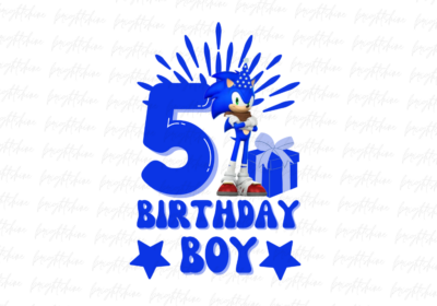 Sonic Birthday Boy PNG Transparent File, 5th Birthday Design