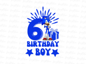 Sonic Birthday Boy PNG Transparent File, 6th Birthday Design