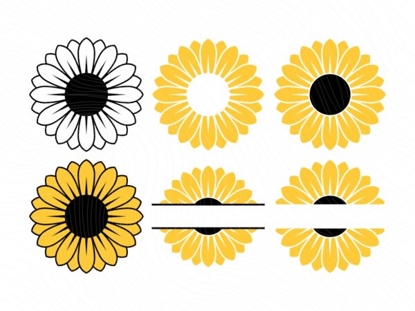 Sunflower Round Frame SVG, Sunflower vector monogram, Plant illustration