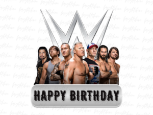 WW Wrestling Cake Topper PNG, Happy Birthday Printable Design
