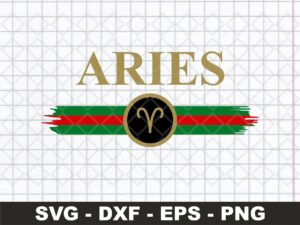 Zodiac Signs Aries SVG File, Gucci Aries Shirt Design PNG