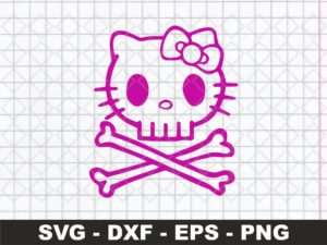 hello kitty skull svg cricut, hello kitty outline vector