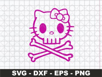 Hello Kitty Skull SVG Cricut, Hello Kitty Outline Vector | Vectorency