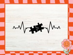 Autism Heartbeat Line Puzzle Piece
