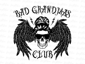 Bad Grandmas Club Skull Bun PNG Design