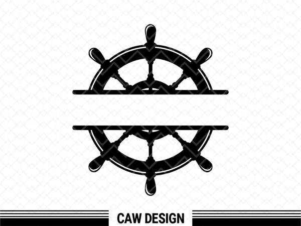 Boat split ship wheel monogram svg