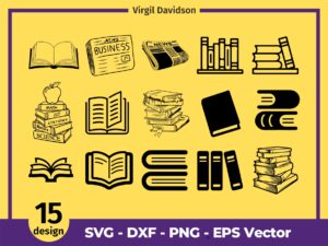 Books SVG, Library Image Vector, Book Silhouette, Magazine