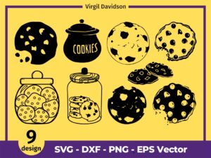 Cookie SVG Vector Image, Cookie Silhouette, Biscuit Svg, Baking Chocolate Biscuit Clipart