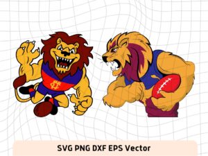 Crafty Designs Brisbane Lions Mascot SVG Clipart Bundle - Suitable for Cricut Machines, Silhouette Cameos - SVG, DXF, PNG, EPS Files Included