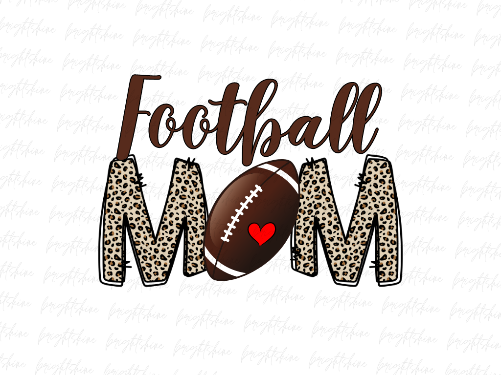 Football Mom PNG Image, Football Leopard Letter Design