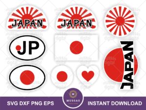 Japanese Flags Bundle, SVG, PNG, Vector, DIY Sticker Decals Cricut