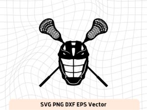 Lacrosse stick and helmet Clipart Design Instant Download