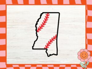 Mississippi Outline Baseball SVG Cricut Craft Design Files for Clipboards, Cricut Machines, Silhouette Cameos