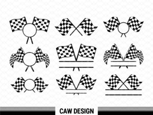 Racing Flag SVG, Monogram Clipart, Design PNG Vector