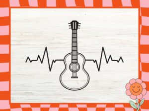 Strumming with Style, Heartbeat Line Guitar SVG