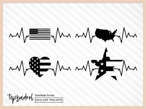 USA Heartbeat SVG Bundle Cricut DIY Craft American