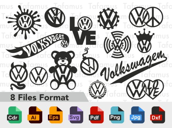 Volkswagen Vitrin Vectorency Volkswagen logo sticker SVG vector cut files