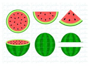Watermelon Clipart Bundle, SVG Watermelon Monogram, Fruits