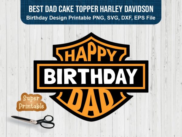 best dad cake topper printable template harley davidson svg png