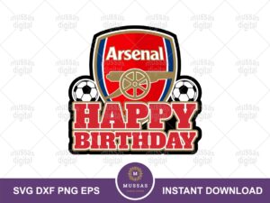 Arsenal Cake Topper Birthday Theme, Party Decor Cricut, Arsenal Printable